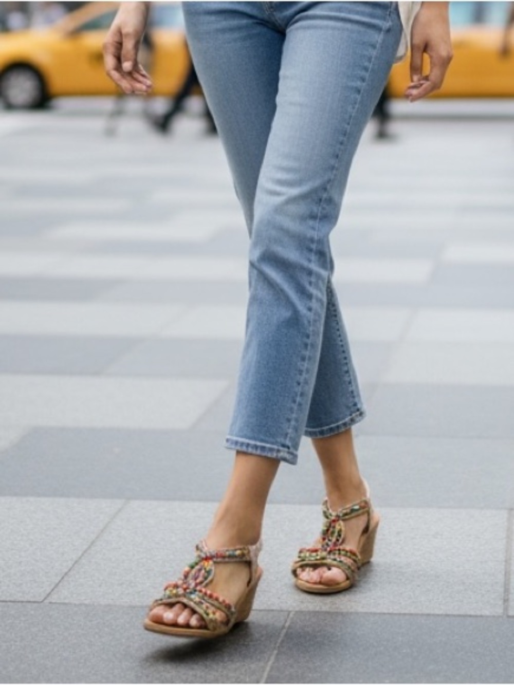 Elegant Multicolor Beaded Wedge Sandals